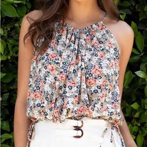 bishop + young Nadine Floral Print Halter Top - NWT - Size L
